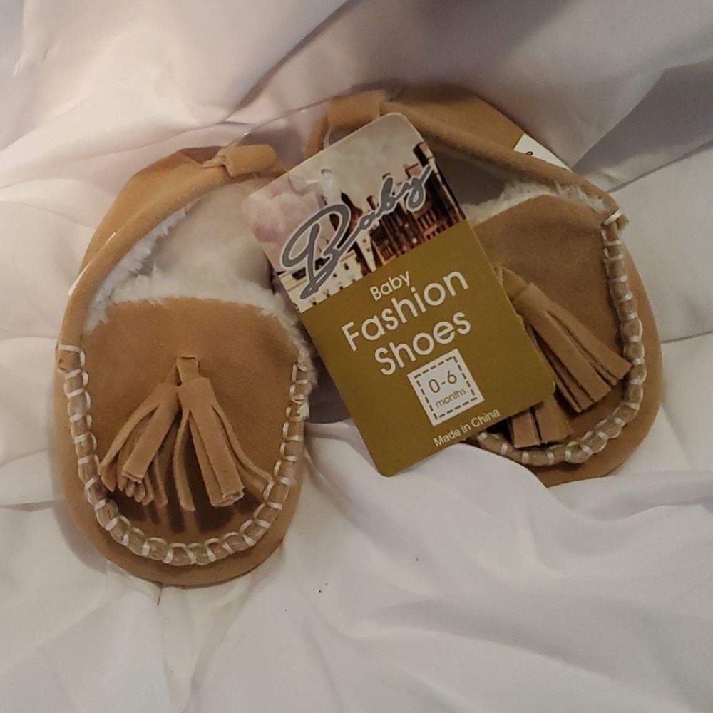 Baby Tan Fashion Moccasins - Size 0-6 Months